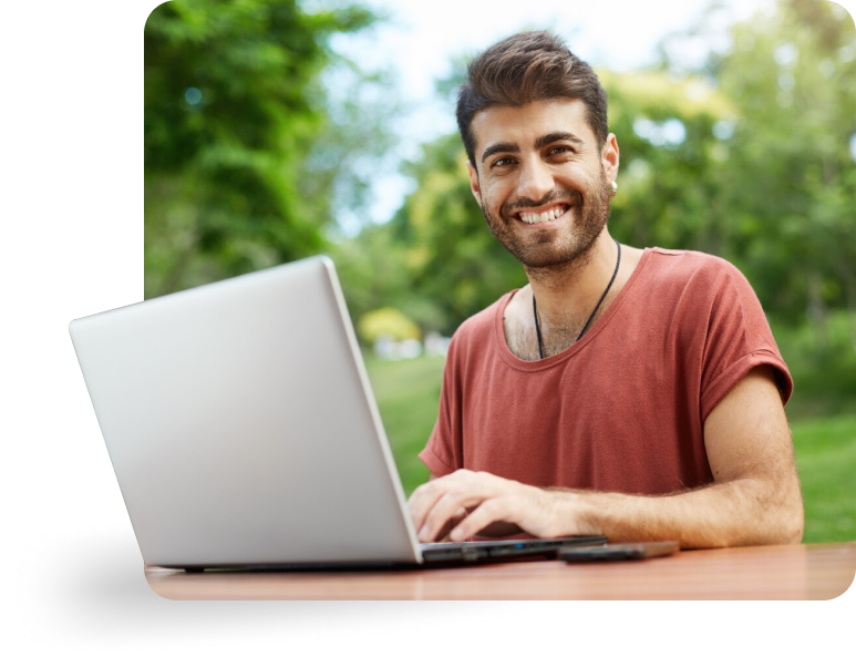 a man working on laptop