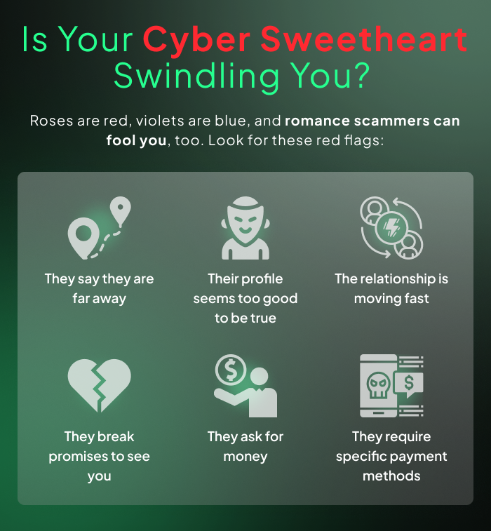 red flags for romance scammers